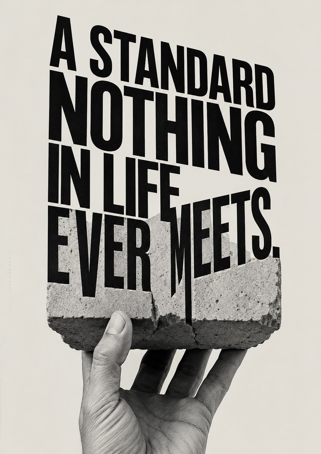 A standard nothing in life ever meets.