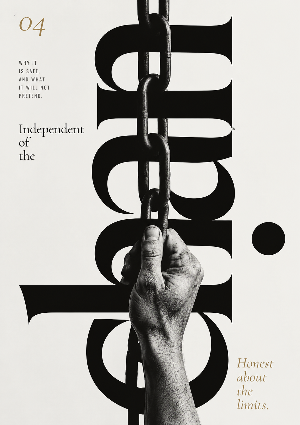 04 &middot; Why it is safe, and what it will not pretend. Independent of the chain. Honest about the limits.
